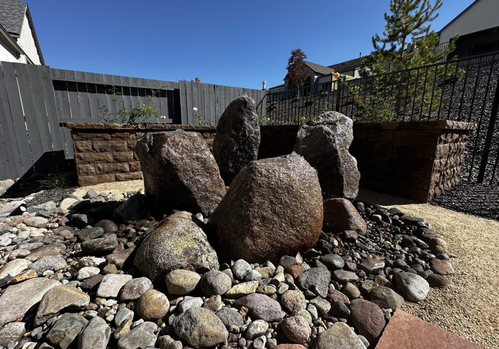 Cored boulder Water feature