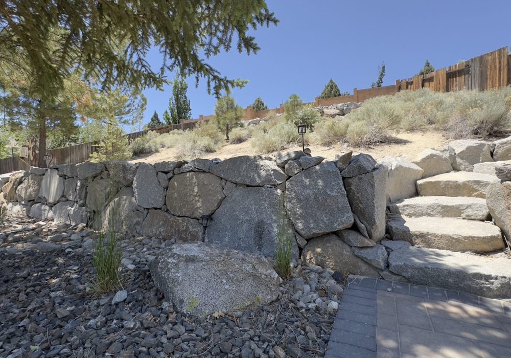 Rock Wall and ledgestone steps Gail Willey Landscaping