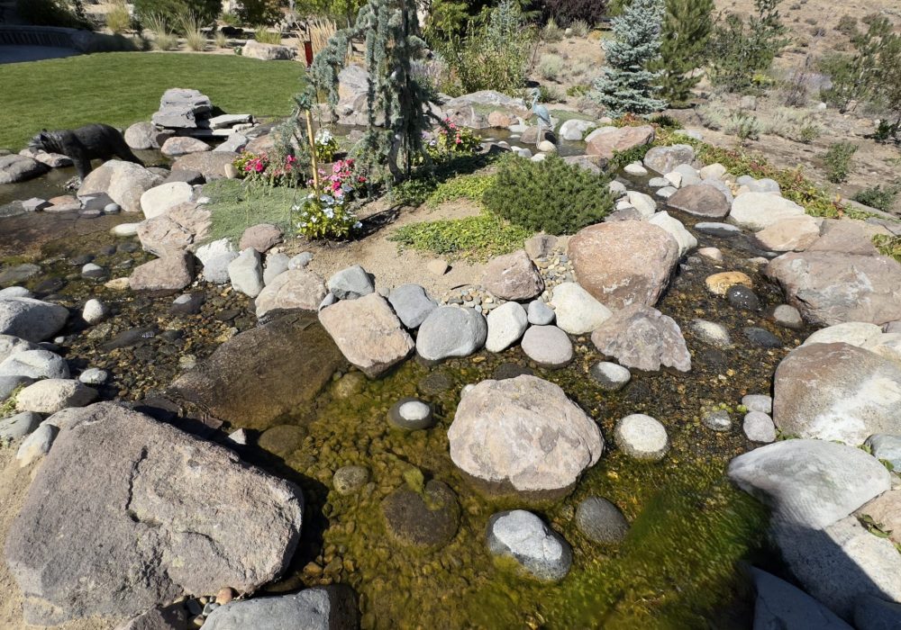 water feature with falls and pond, gail willey landscaping, northern nevada reno.